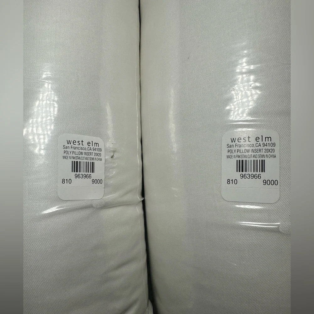 WEST ELM Down Alternative Pillow Insert White 20”x20” Set of 2